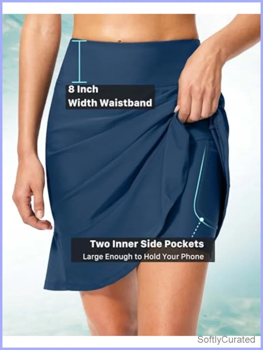 High Waisted Ruffle Swim Skort with Inner Shorts and Pocket